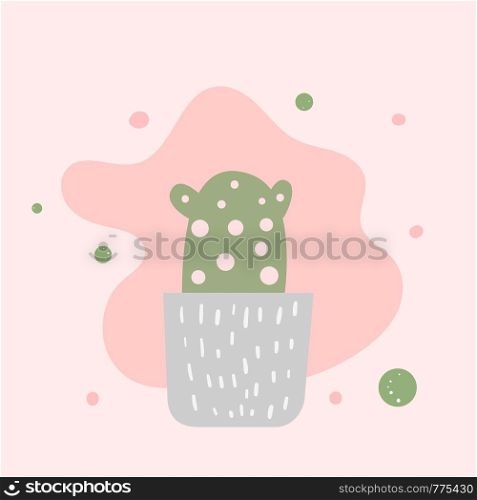 Vector cactus. Houseplant composition in doodle style.
