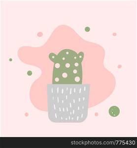 Vector cactus. Houseplant composition in doodle style.