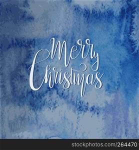 Vector Christmas Greetings on Watercolor Ice Frozen Background