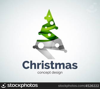 Vector Christmas tree logo template, abstract business icon