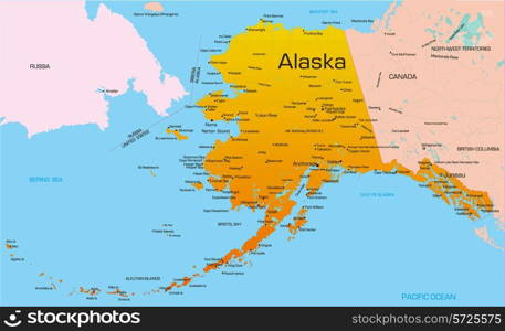 Vector color map of Alaska state. Usa.