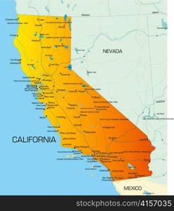 vector color map of California state of usa