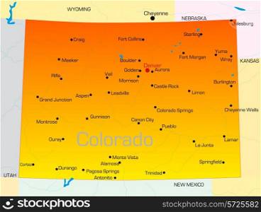 Vector color map of Colorado state. Usa