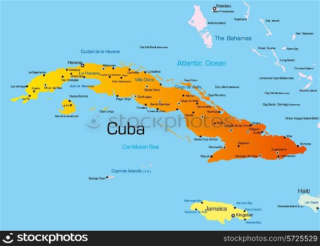Vector color map of Cuba country