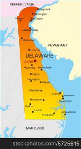 Vector color map of Delaware state. Usa