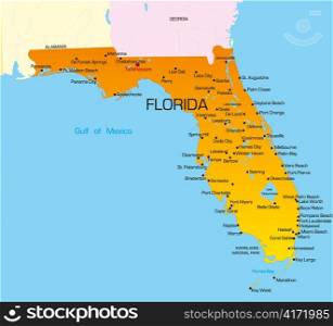 Vector color map of Florida state. Usa