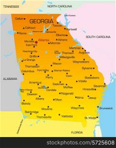 Vector color map of Georgia state. Usa