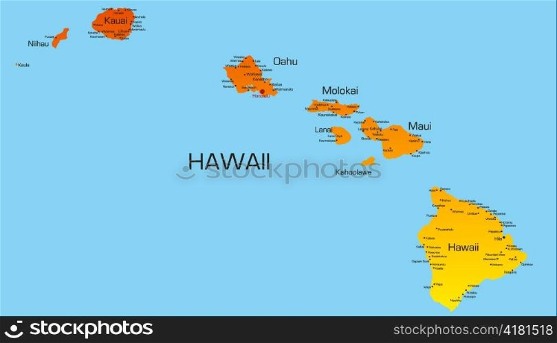 Vector color map of hawaii state. Usa