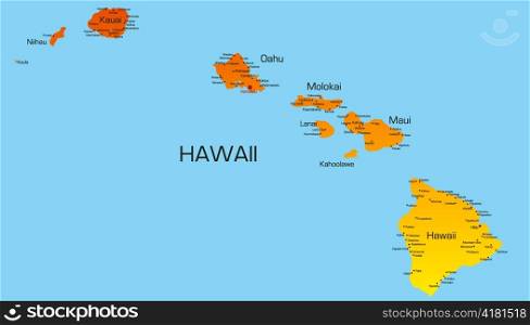 Vector color map of hawaii state. Usa