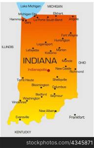 Vector color map of Indiana state. Usa