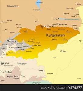 Vector color map of Kyrgyzstan country
