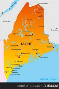 Vector color map of Maine state. Usa