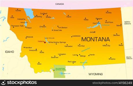Vector color map of Montana state. Usa