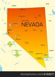 Vector color map of Nevada state. Usa
