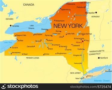 Vector color map of New York state. Usa