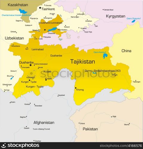 Vector color map of Tajikistan country