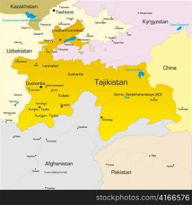 Vector color map of Tajikistan country