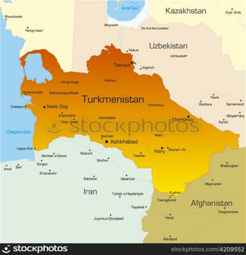 Vector color map of Turkmenistan country