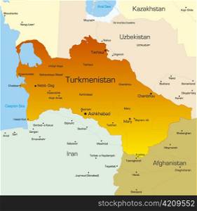 Vector color map of Turkmenistan country