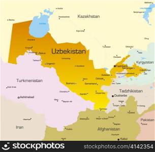 Vector color map of Uzbekistan country