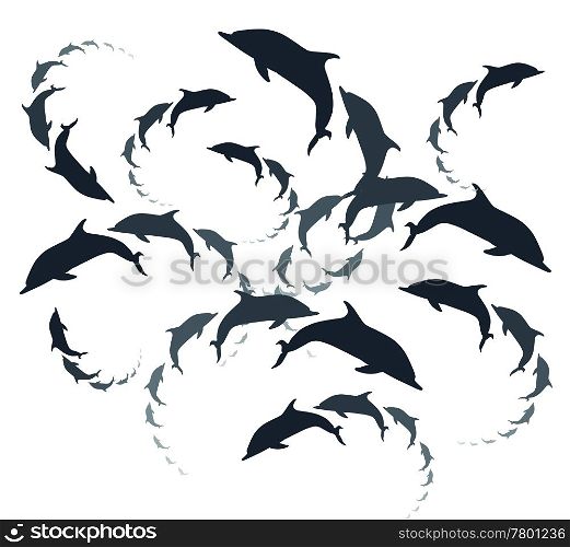 Vector dolphins background. Dolphins background