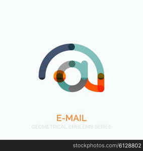 Vector email business symbol, or at sign logo. Linear minimalistic flat icon design, multicolored segments of lines