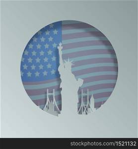 Vector fourth of July Independence Day for USA.illustration paper cut.