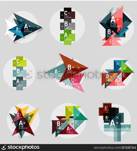 Vector geometrical banner set - paper style elements for infographic, business or web layouts, labels