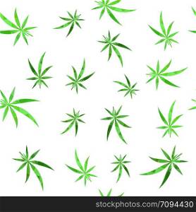 Vector Green Cannabis Leaves Background. Green Medical Marijuana Seamless Pattern. Vector Green Cannabis Leaves Background. Medical Marijuana Seamless Pattern