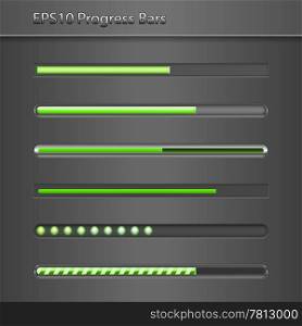 Vector Green cool set of progress bars. EPS10 opacity