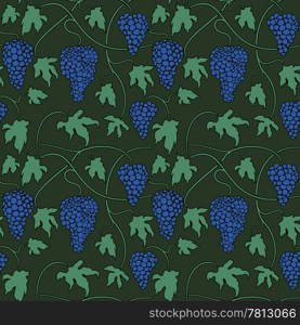 Vector Green Seamless pattern with vines bunches and leaves