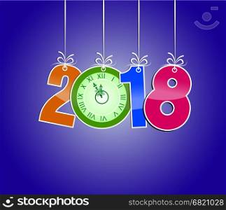 Vector - Happy New Year 2018, illustration