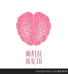 Vector human brain. Mental health icon.