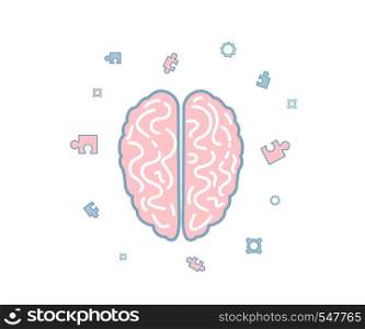 Vector human brain. Mental work icon.