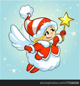 Vector illustration cute Christmas angel character