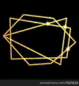 Vector illustration. Geometric gold glitter polygonal linear frame. Cristal shape. For design greeting cards.. Geometric gold glitter polygonal linear frame. Cristal shape. For design greeting cards.