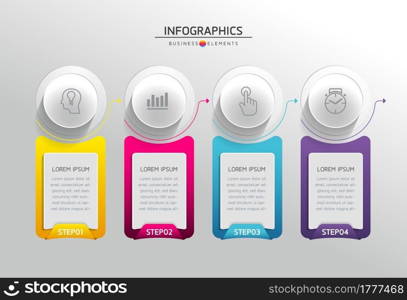 Vector illustration infographics design template, business information, presentation chart, with 4 options or steps. 