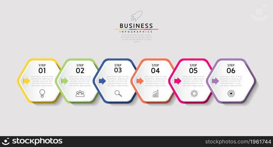 Vector illustration, infographics design, template, marketing, information, with 6 options or steps