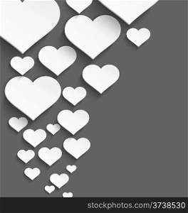 Vector illustration of 3d white plastic heart with realistic shadow border design&#xA;