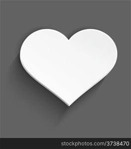 Vector illustration of 3d white plastic heart with realistic shadow on dark gray background&#xA;