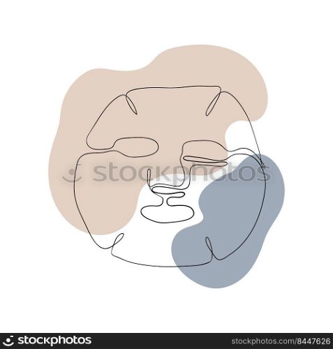 Vector illustration of a cosmetic sheet face mask drawn by lines. Boho style cosmetic procedures concept