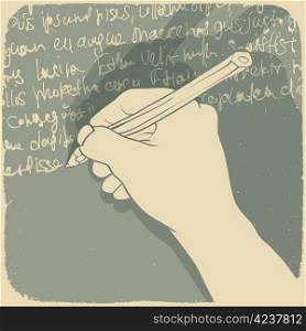 Vector illustration of a hand writing