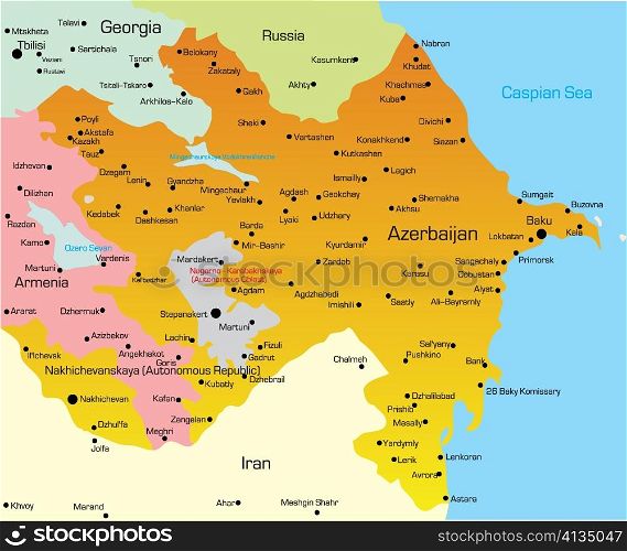 Vector illustration of Azerbaijan Map