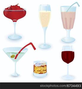 Vector illustration of cocktail icon set on white background