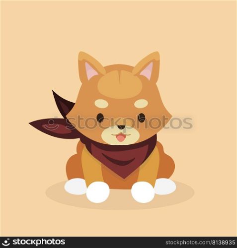Vector illustration of cute Shiba Inu dog on pastel background. . Vector illustration of cute Shiba Inu dog 