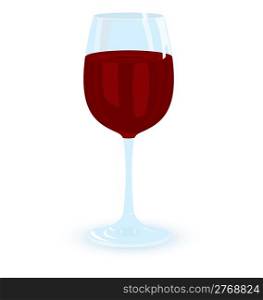 Vector illustration of glass of red wine on night disco background