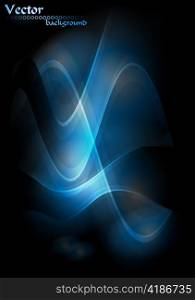 Vector illustration of glowing waves on dark background