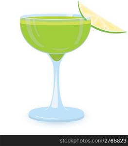 Vector illustration of green cocktail on night disco background