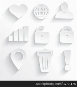 Vector illustration of Internet icons 3d white plastic with realistic shadow&#xA;