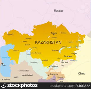 Vector illustration of kazakhstan map